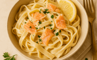 Pâtes crémeuses au saumon et citron