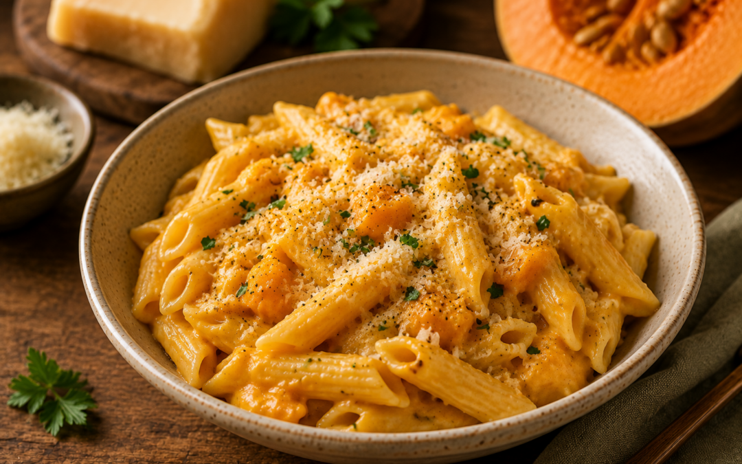 Pâtes crémeuses à la courge butternut et au parmesan